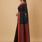 Mercerised Cotton Saree with Jacquard Zari Border in Black Red