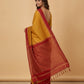 Mercerised Cotton Saree with Jacquard Zari Border in Mustard Red