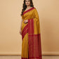 Mercerised Cotton Saree with Jacquard Zari Border in Mustard Red