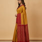 Mercerised Cotton Saree with Jacquard Zari Border in Mustard Red