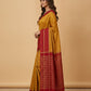 Mercerised Cotton Saree with Jacquard Zari Border in Mustard Red