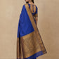 Tanchoi Resham Woven Mercerised Cotton Saree in Cobalt