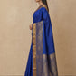 Tanchoi Resham Woven Mercerised Cotton Saree in Cobalt