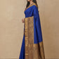 Tanchoi Resham Woven Mercerised Cotton Saree in Cobalt