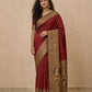 Tanchoi Resham Woven Mercerised Cotton Saree in Maroon