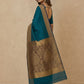 Tanchoi Resham Woven Mercerised Cotton Saree in Teal