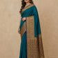 Tanchoi Resham Woven Mercerised Cotton Saree in Teal