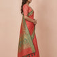 Ikkat-Inspired Resham Woven Cotton Silk Saree in Coral Red