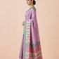 Ikkat-Inspired Resham Woven Cotton Silk Saree in Lilac