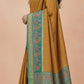 Ikkat-Inspired Resham Woven Cotton Silk Saree in Mustard
