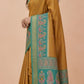 Ikkat-Inspired Resham Woven Cotton Silk Saree in Mustard