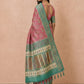 Ikkat-Inspired Resham Woven Cotton Silk Saree in Rose Pink