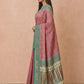 Ikkat-Inspired Resham Woven Cotton Silk Saree in Rose Pink