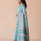 Ikkat-Inspired Resham Woven Cotton Silk Saree in Sky Blue