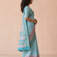 Ikkat-Inspired Resham Woven Cotton Silk Saree in Sky Blue