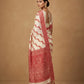 Resham Woven White and Red Linen Silk Saree in White Red
