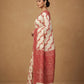 Resham Woven White and Red Linen Silk Saree in White Red