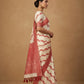Resham Woven White and Red Linen Silk Saree in White Red