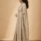 Katha Embroidered Linen Silk Saree in Beige