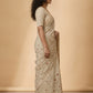 Katha Embroidered Linen Silk Saree in Beige