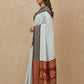 Striped Modal Crepe Silk Saree with Ganga-Jamuna Borders in Blue
