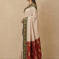 Striped Modal Crepe Silk Saree with Ganga-Jamuna Borders in Cream
