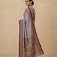 Striped Modal Crepe Silk Saree with Ganga-Jamuna Borders in Lilac