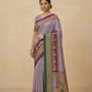 Striped Modal Crepe Silk Saree with Ganga-Jamuna Borders in Lilac