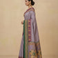 Striped Modal Crepe Silk Saree with Ganga-Jamuna Borders in Lilac