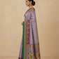Striped Modal Crepe Silk Saree with Ganga-Jamuna Borders in Lilac