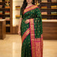 'Temple Gold' Emerald Pure Kanjivaram Silk Saree with Contrast Pallu