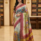 'Brushstroke' Pastel Pure Tassar Hand-Painted Katha Saree