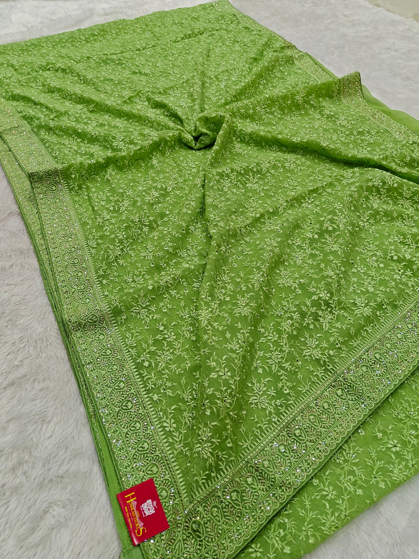 Shimmer Organza Saree with Kashmiri Embroidery