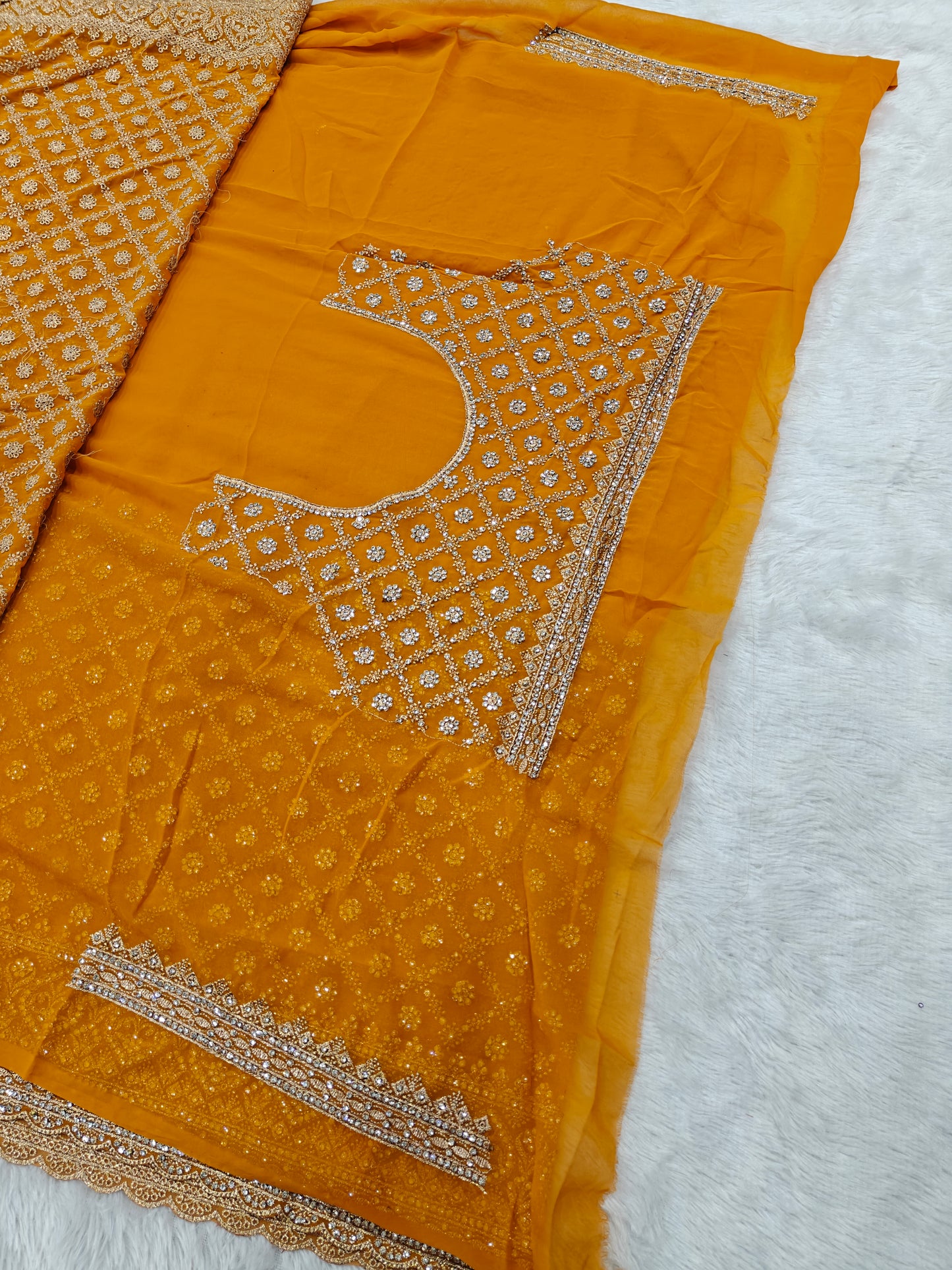 Sparkle Subtly – Zircon Work on Flowing Georgette
