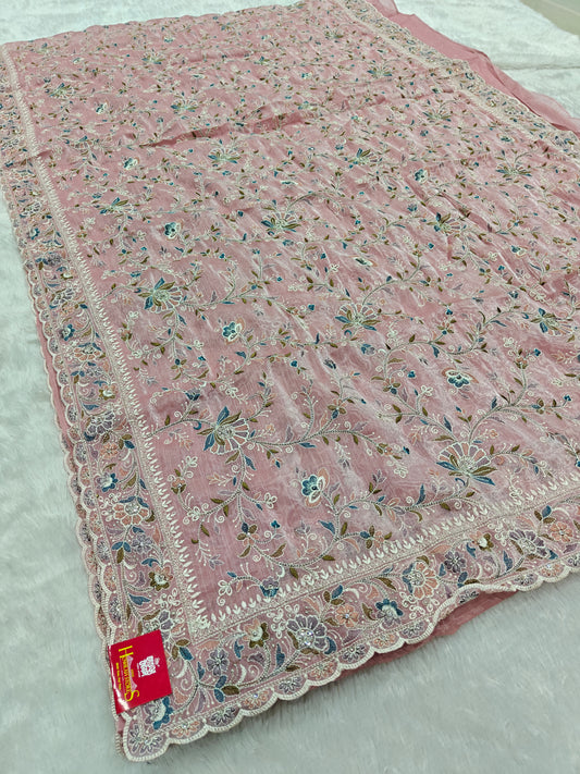 Meenakari Tissue Designer Saree – Glamour in Every Thread