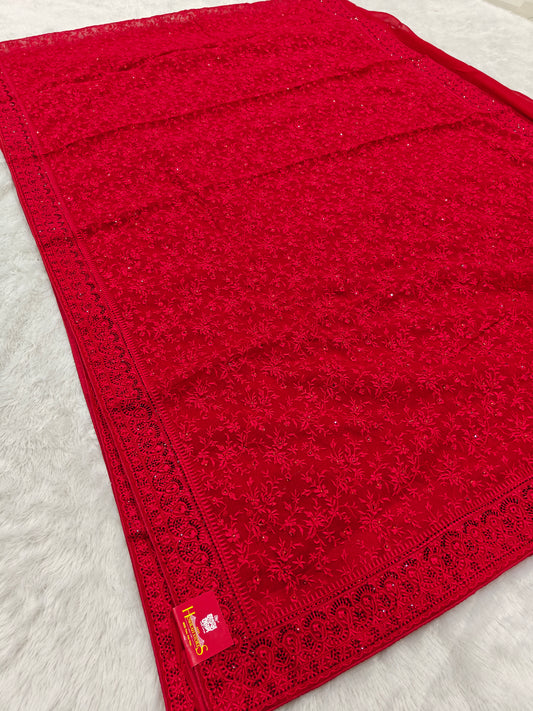 Elegance in Every Thread – Kashmiri Work on Shimmer Organza