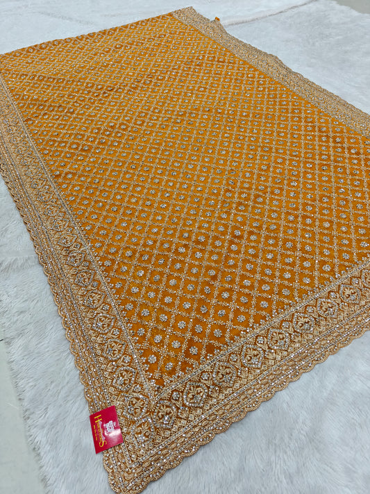 Sparkle Subtly – Zircon Work on Flowing Georgette