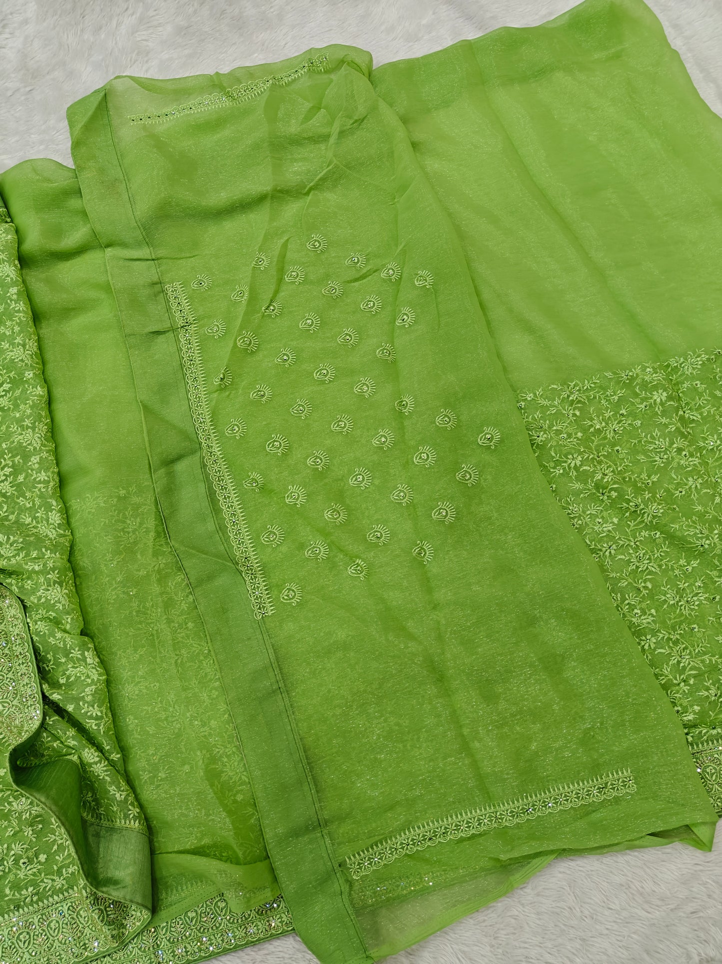 Shimmer Organza Saree with Kashmiri Embroidery