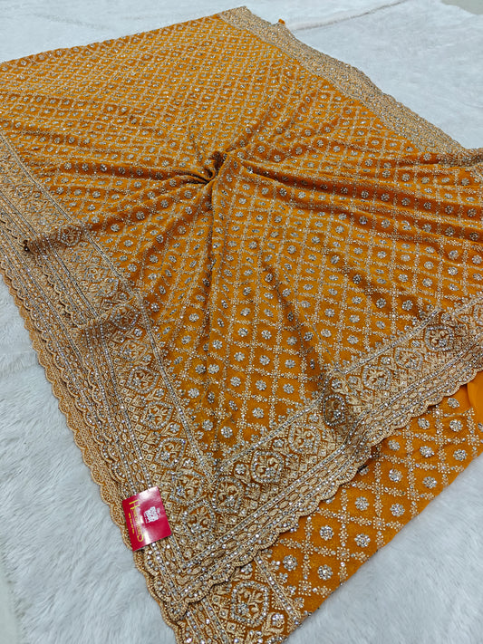 Sparkle Subtly – Zircon Work on Flowing Georgette