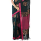 Valentine Red Linen Banarasi Silk Saree