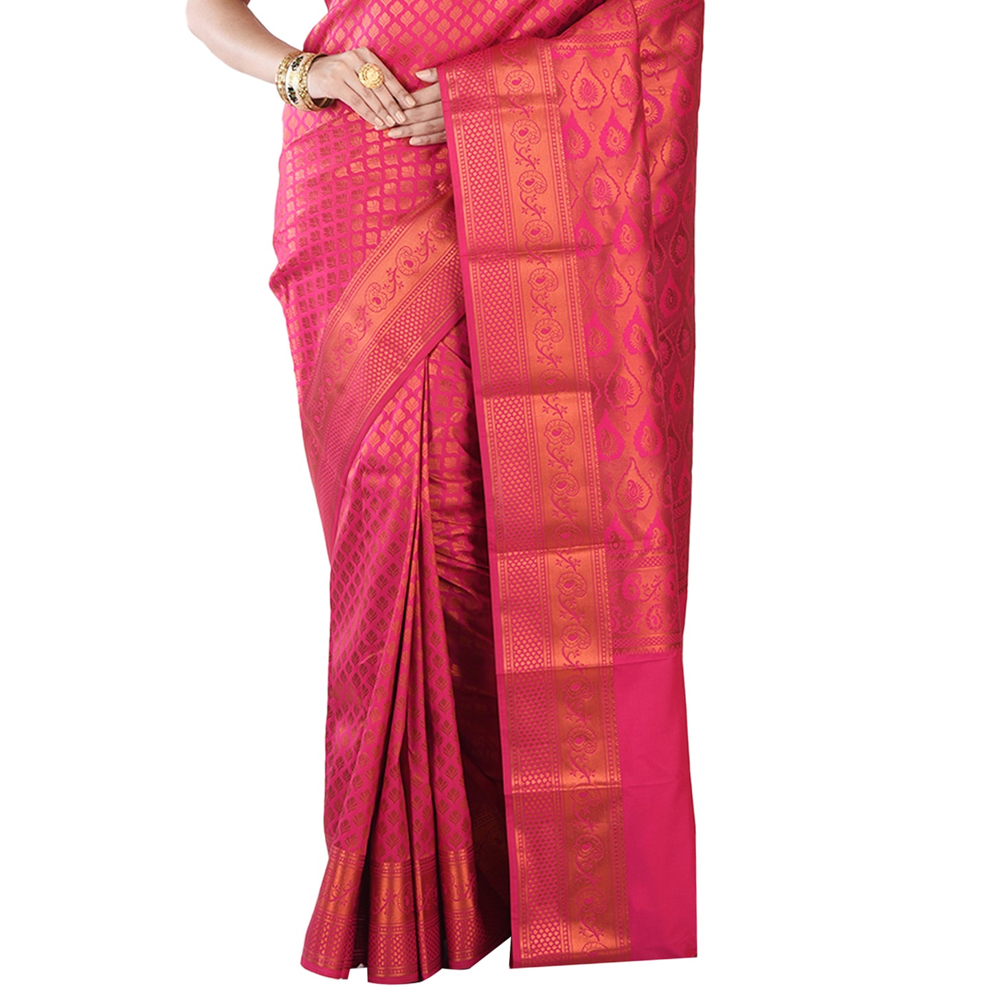 Queen Pink Brocade Kanjivaram Silk Saree