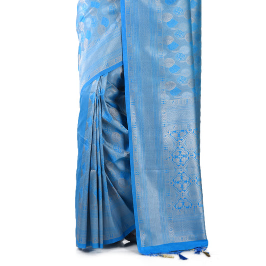 Peacock Blue Tissue Silk Saree