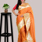 Mustard Orange Banarasi Silk Saree with Blouse Piece