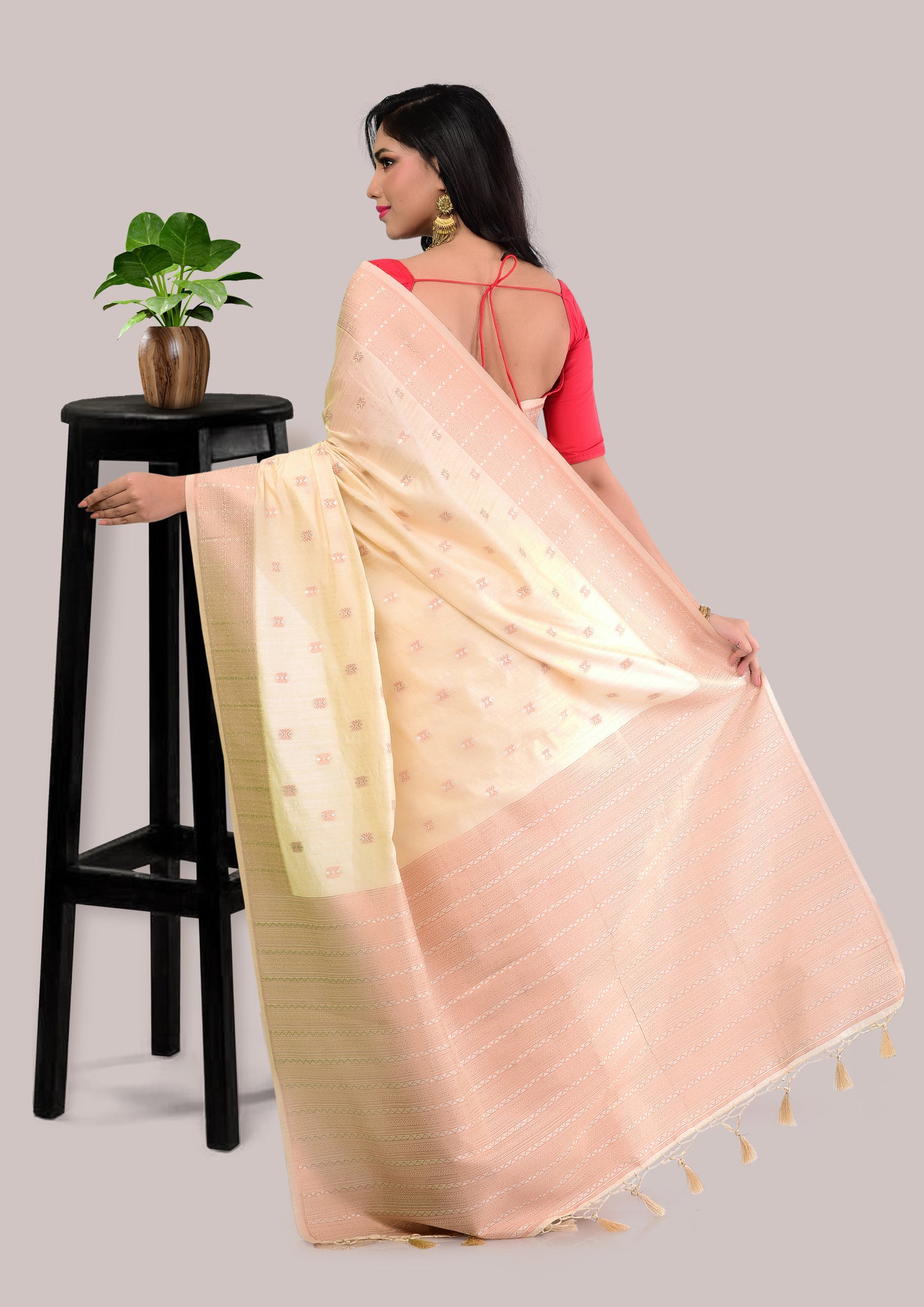 White Soft Mysore Silk Saree with Blouse Piece