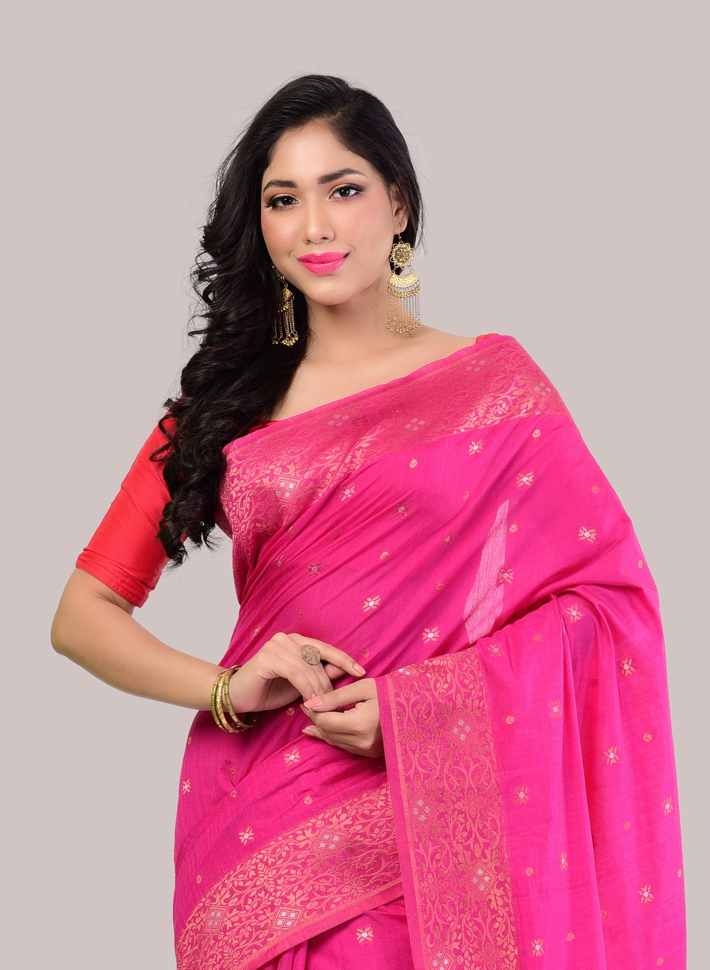 Pretty Pink Soft Mysore Silk Saree with Blouse Piece