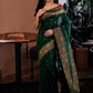 Bottle Green Soft Mysore Silk Saree with Blouse Piece