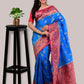 Turquoise Blue Soft Manipuri Silk Saree with Blouse Piece