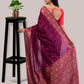 Red Wine Soft Mysore Silk Saree with Blouse Piece