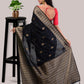 Midnight Black Soft Mysore Silk Saree with Blouse Piece