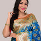 Turquoise Blue Meenakari Banarasi Silk Saree with Blouse Piece